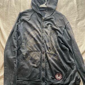 Blue Affliction patch zip up hoodie